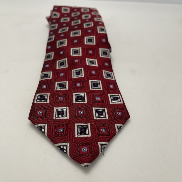 Jos. A. Bank Other - Jos A Bank Signature Collection Red Silk Tie Geometric Squares 3.5" Wide